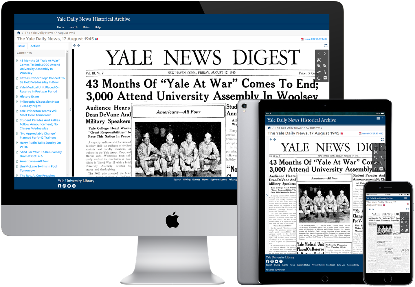 Yale Daily News Historical Archives on devices