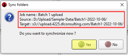Screenshot showing 'Sync folder' confirmation dialog box.