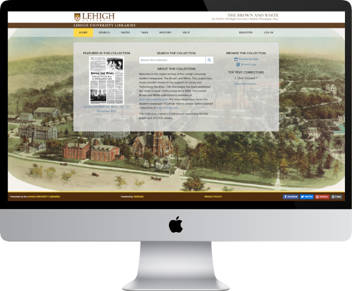 Screenshot showing the Lehigh Digital Archive on desktop