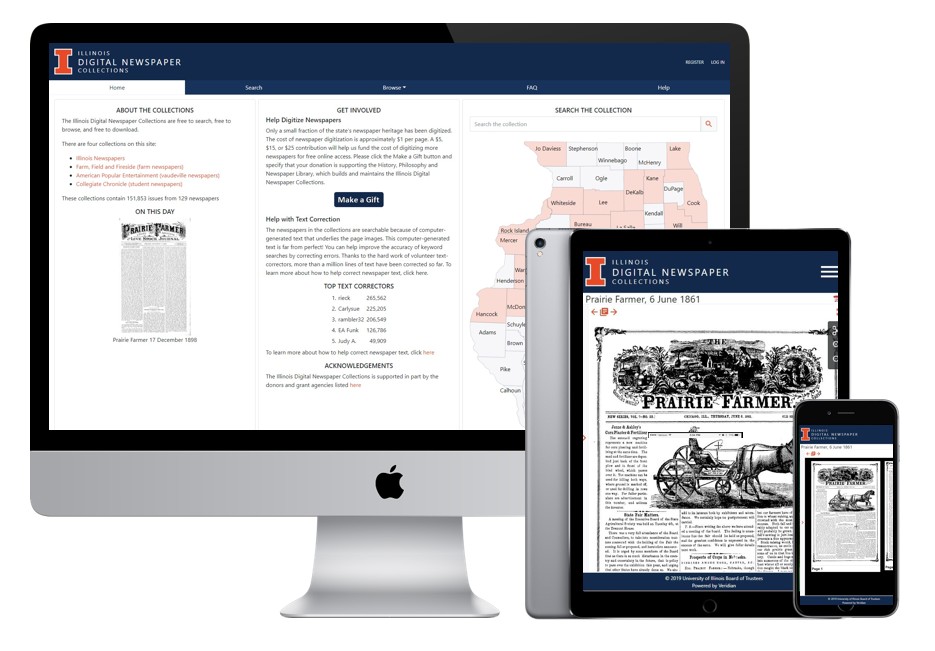 Illinois Digital Newspaper Collections in responsive format