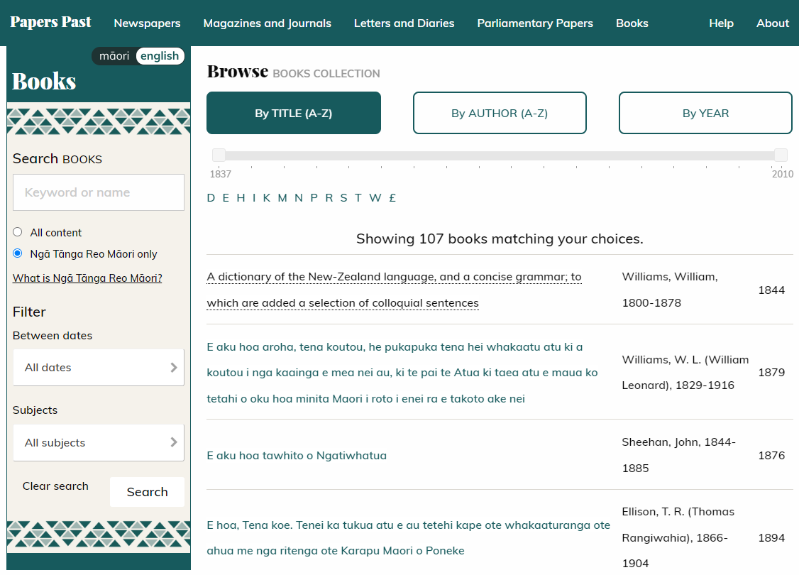 Papers Past - Books - Ngā Tānga Reo Māori search scope selected Papers Past - Books - Ngā Tānga Reo Māori search scope selected